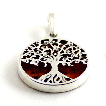 Amber Tree of Life Cognac Pendant With Sterling Silver-2