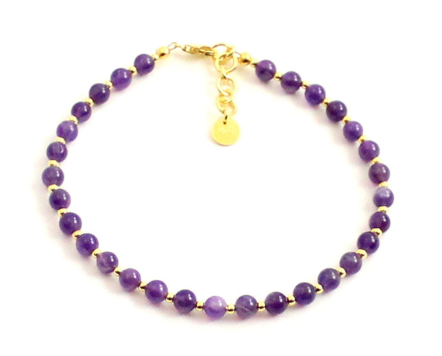 Amethyst Minimalist Violet Anklet With Silver-0