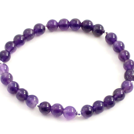 Stretch Bracelet With Silver and Violet Amethyst-0