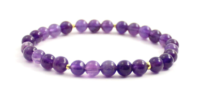 Stretch Bracelet With Silver and Violet Amethyst-4