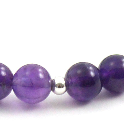 Stretch Bracelet With Silver and Violet Amethyst-2
