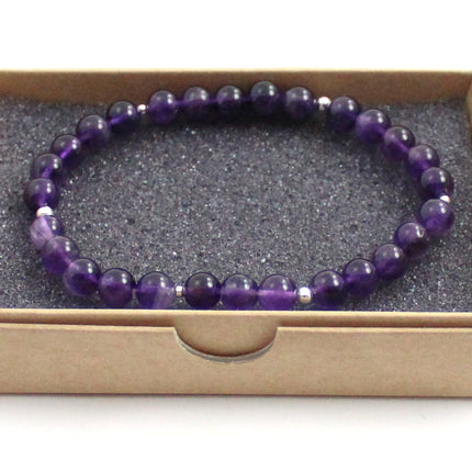 Stretch Bracelet With Silver and Violet Amethyst-1