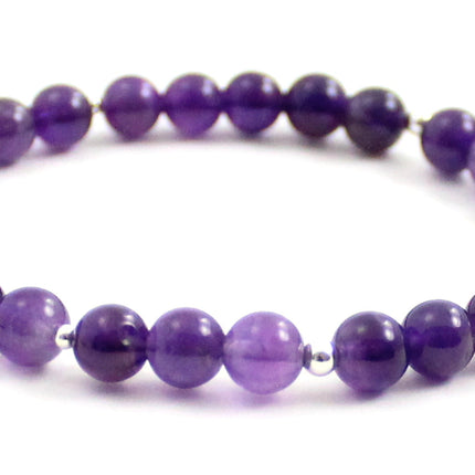 Stretch Bracelet With Silver and Violet Amethyst-3
