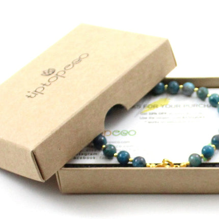 Apatite Blue Bracelet With Silver Beads-1