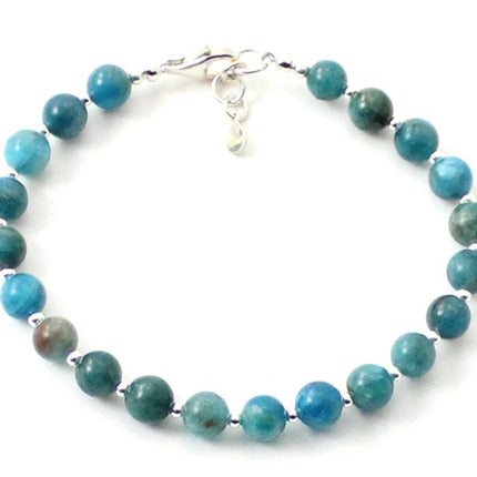 Apatite Blue Bracelet With Silver Beads-4