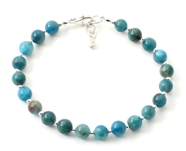 Apatite Blue Bracelet With Silver Beads-4
