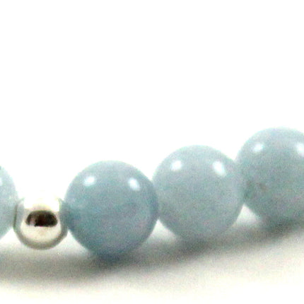Stretch Bracelet With Silver and Blue Aquamarine-2