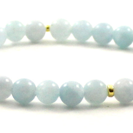 Stretch Bracelet With Silver and Blue Aquamarine-4