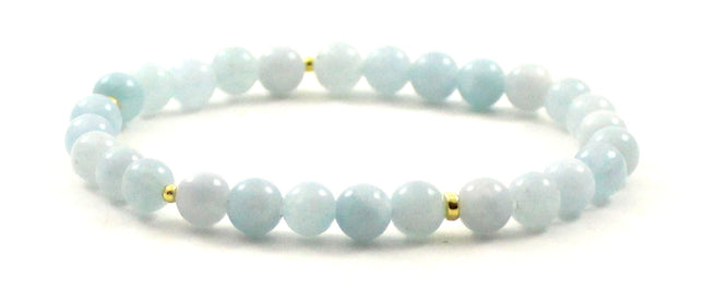 Stretch Bracelet With Silver and Blue Aquamarine-4