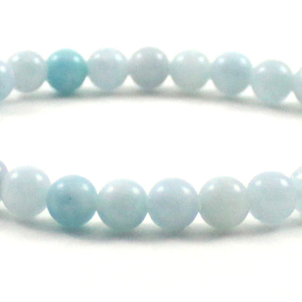 Stretch Bracelet With Silver and Blue Aquamarine-5