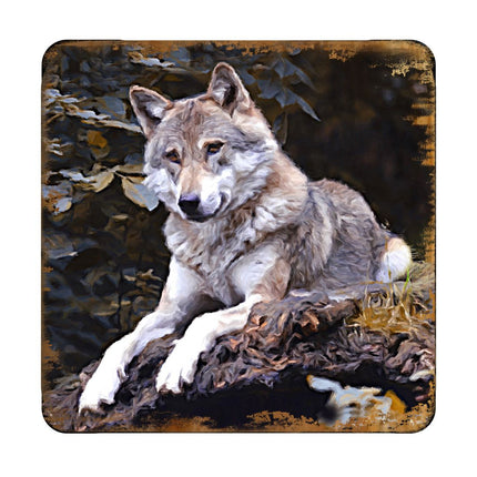 Wolf Wooden Cork Coasters Gift Set of 4 by Nature Wonders - Nature Wildlife Decor  - 95287C-S4-2