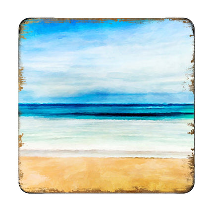 Beach Coastal Wooden Cork Coasters Gift Set of 4 by Nature Wonders - Coastal Sea-Life Decor - 95226C-S4-2