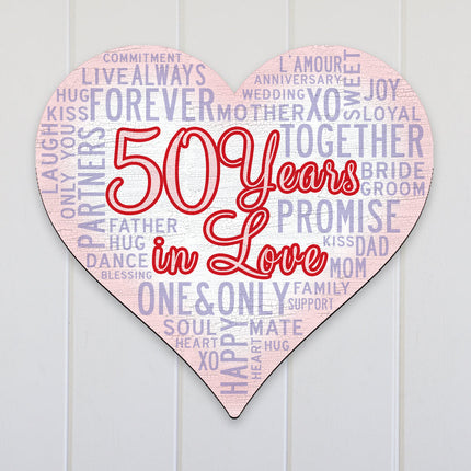 Golden Anniversary Heart "Years in Love" Holiday Door Decor by G. DeBrekht - Love Family Kids Decor - 8198736-3H-3