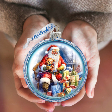 Santa Ball Glass Ornament by G. Debrekht - Christmas Santa Snowman Décor - 73563C-2