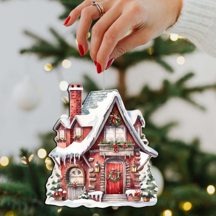Christmas Houses Decorative Wooden Ornaments Set of 3 by G. Debrekht - Christmas Decor - 8091024-S3-4