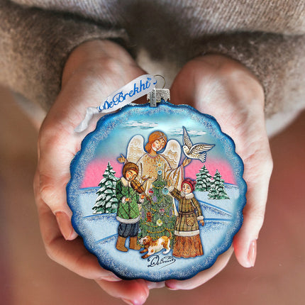 Winter Blessing Flower Glass Ornament by G. DeBrekht - Christmas Santa Snowman Decor - 759-021-3