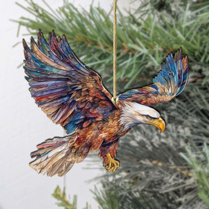 Flying Bald Eagle Wooden Ornaments by G.Debrekht - Wildlife Holiday Decor - 8710101-3-1