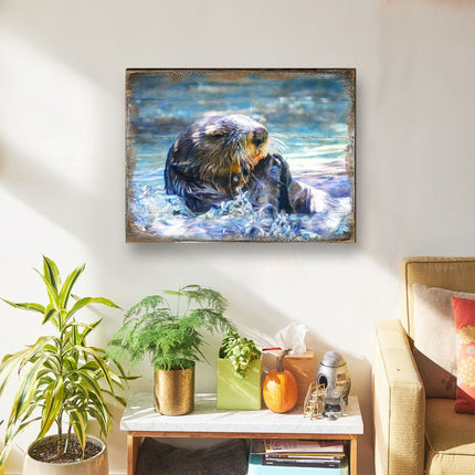 Otter Wooden Coastal Wall Art by Nature Wonders - Coastal Sea-Life Decor - 95239B-2
