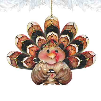Be Thankful Turkey Sitter Wooden Ornaments by Jamie Mills-Price - Thanksgiving Halloween Decor - 8457702-4