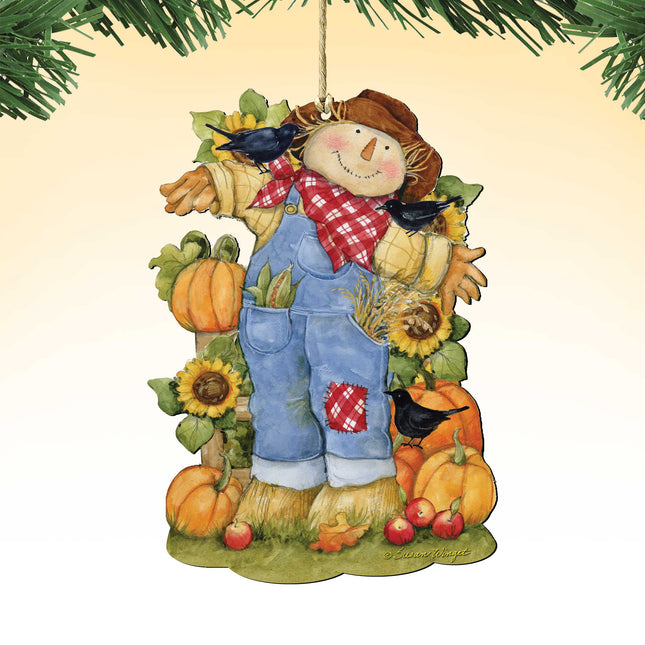 Fall Decoration Harvest Scarecrow - Scarecrow Ornament Handmade Gift for Autumn Adornment - Wooden Ornament by Susan Winget 8471211-SW-0