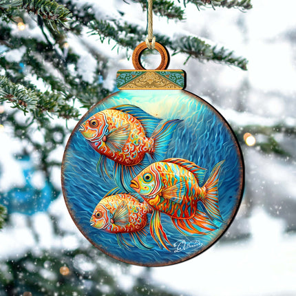 Beach Themed Ornaments - Rainbow Fish Wooden Ornaments by G.Debrekht Coastal Holiday Decor - 8688178-1