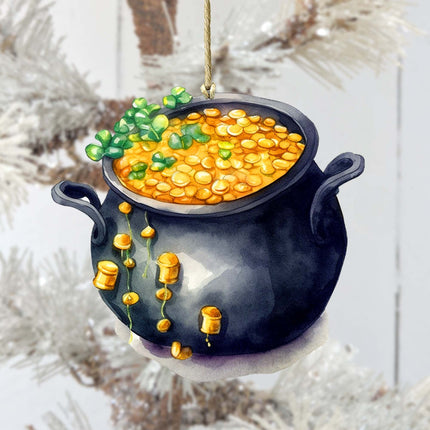 Irish Pot of Gold Wooden Ornaments by G. DeBrekht Easter Spring Decor - 8652776-3