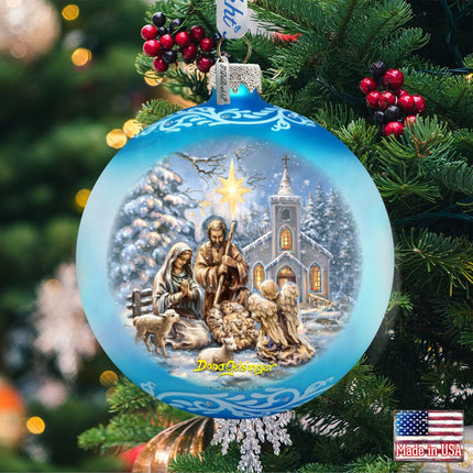 Nativity At the Chapel Glass Ornament by D. Gelsinger - Nativity Holiday Decor - 71153-1606-1