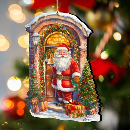 Knocking the Door Santa Wooden Ornaments by G. Debrekht Christmas Santa Snowman Decor - 8611044-1