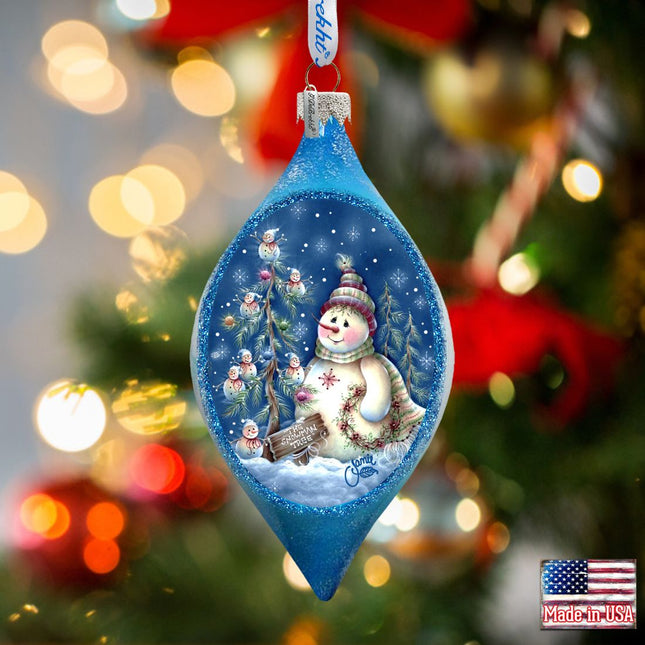Old Fashion Christmas Drop Glass Ornament by Jamie Mills-Price - Christmas Santa Snowman Decor - 757-301-MP-0