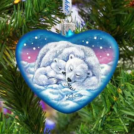 Motherly Love Bears Glass Ornament by G. DeBrekht - Wildlife Holiday Decor - 753-008-2