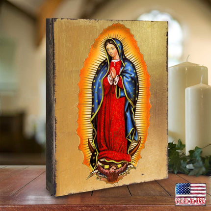 Lady of Guadalupe Wooden Gold Plated Religious Catholic Sacred Icon - Inspirational Icon Decor - 85032-1