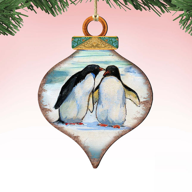Penguins Drop Wooden Ornaments by G. DeBrekht - Wildlife Holiday Decor - 8035382-0