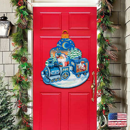 Christmas Train Christmas Door Decor by G. DeBrekht - Christmas Santa Snowman Decor - 8112180H-4