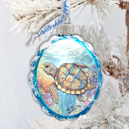 Glass Christmas Ornaments - Turtle Keepsake Glass Ornaments by G. Debrekht - Coastal Holiday Decor - 777396-3