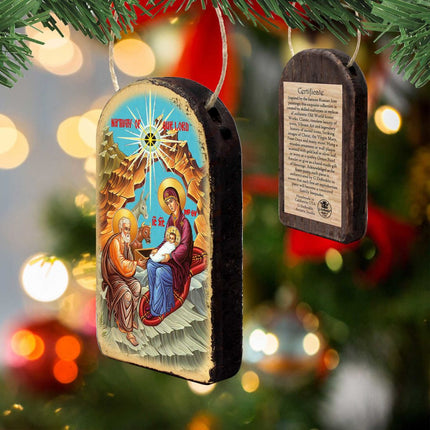 Orthodox Nativity Religious Christian Sacred Icon Ornament - Inspirational Icon Decor - 87052-3