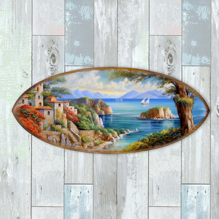 Coastal View Surfboard Coastal Wall Art by G. DeBrekht - Coastal Holiday Decor - 8490131HS-1
