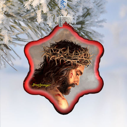 Father Forgive Them Snowflake Glass Ornament by D. Gelsinger - Christmas Santa Snowman Decor - 754-103-DG-2