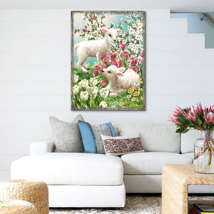 Easter Lambs Wooden Wall Art by D. Gelsinger - Easter Spring Decor - 95673B-DG-0