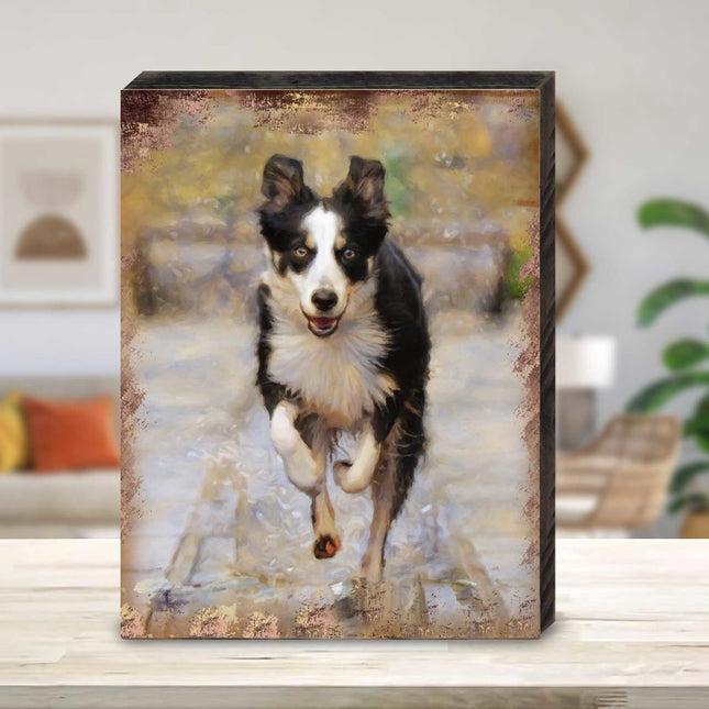 Alick Running Dog Art Wooden Wall Art by Nature Wonders - Pets Dog and Cats Decor - 95342B-0