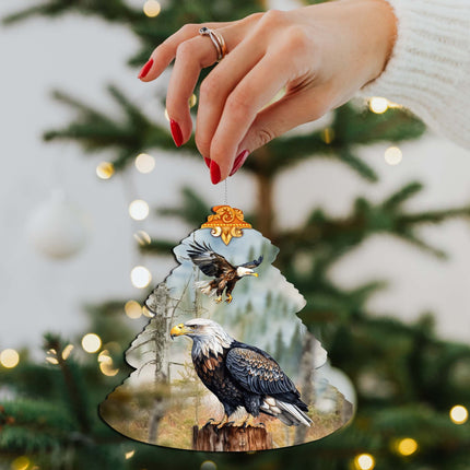 Alaskan Bald Eagles Tree Wooden Ornaments by G.Debrekht - Wildlife Holiday Decor - 870006-4