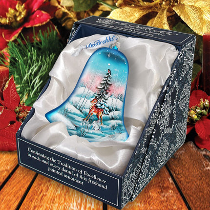 Winter Bunny Bell Glass Ornament by G. DeBrekht - Christmas Decor - 73182-2