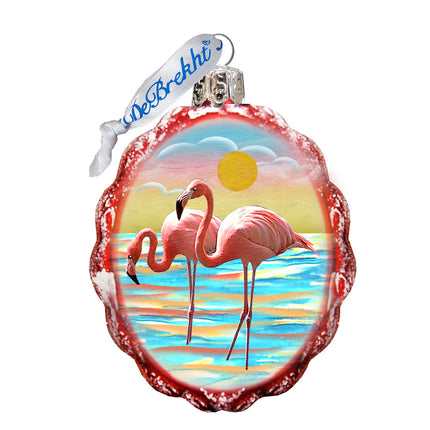 Flamingo at Sunset Mercury Glass Ornament by G. DeBrekht - Coastal Holiday Decor - 777375-4