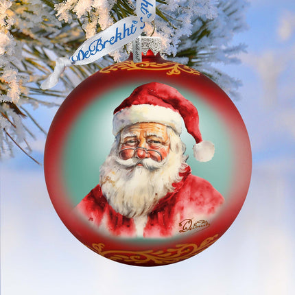 Captivating Smile of Santa Ball Glass Ornament by G. Debrekht - Christmas Santa Snowman Decor - 73376-0