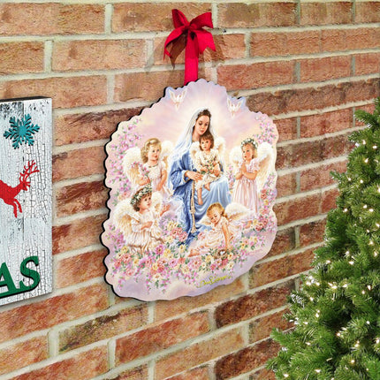 Gift of Love Angel Wreath Door Decor by D. Gelsinger - Nativity Holiday Decor - 8461031H-0108-1