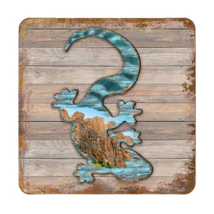 Gecko Wooden Cork Coasters Gift Set of 4 by Nature Wonders - Nature Wildlife Decor  - 8199434C-S4-1