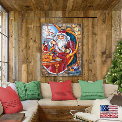 Christmas Workshop Santa Wooden Wall Art by G. DeBrekht - Christmas Santa Snowman Decor - 81215625B-4