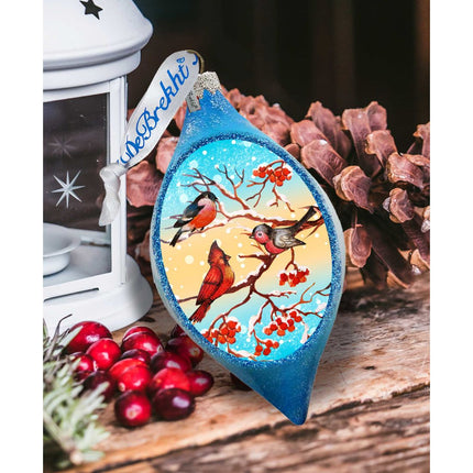 Winter Bird Drop Glass Ornament by G. DeBrekht - Christmas Decor - 74171-2