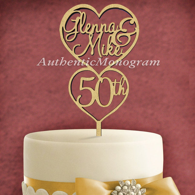 Wooden 50th Wedding Anniversary Cake Topper 4215-0