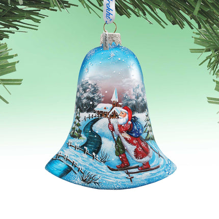 Sledging Santa Ball Glass Ornament by G. DeBrekht - 73442-1