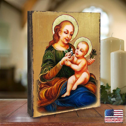 Virgin Mary Directress Wooden Gold Plated Religious Christian odox Sacred Icon - Inspirational Icon Decor - 85031-1